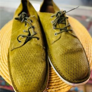 Andrew Marc Green Oxfords with Textured Upper Suede